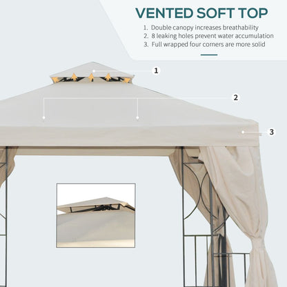 Outsunny 3x3m Metal Gazebo: Elegant Sun Shade for Outdoor Parties & Relaxation