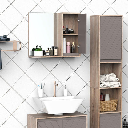 Elegant Wall-Mounted Bathroom Cabinet with Mirror & Adjustable Storage Shelf
