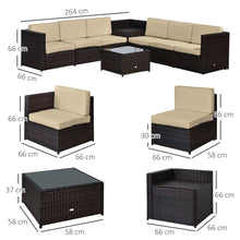 Load image into Gallery viewer, Outsunny 6-Seater Rattan Outdoor Sofa Set with Cushions &amp; Hidden Storage
