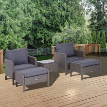 Load image into Gallery viewer, Stylish 5-Piece Grey Rattan Furniture Set with Steel Frame &amp; Cushions

