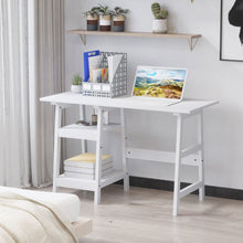 Load image into Gallery viewer, Compact White PC Desk with Storage Shelves - Stylish Workstation Solution

