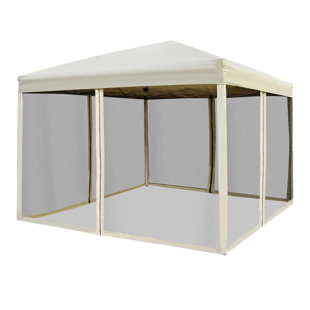 Instant 3x3m Pop-Up Gazebo with Mesh Walls - Tan | Bug-Free Outdoor Shelter!