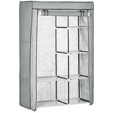 Load image into Gallery viewer, Light Grey Portable Fabric Wardrobe with 6 Shelves &amp; Hanging Rail - Multi-Storage
