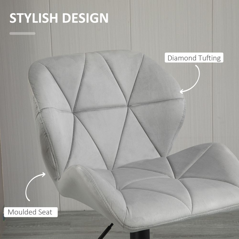 Stylish Adjustable Height Bar Stool Set of 2 - Light Grey Fabric Comfort