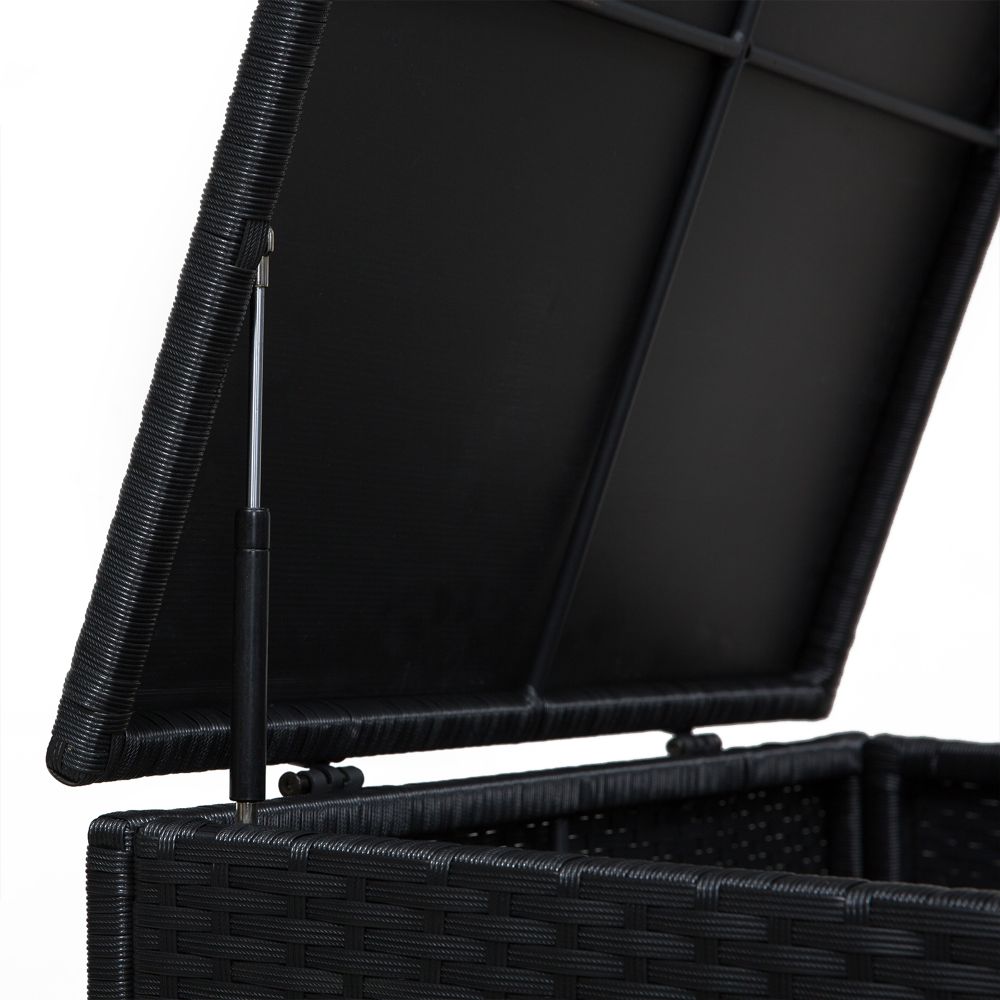 Stylish 4-Piece Rattan Wicker Garden Sofa Set with Storage & Table - Black