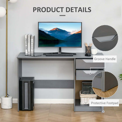 Modern Grey Computer Desk with Storage Drawers for Stylish Workspaces