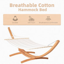 Load image into Gallery viewer, Deluxe Outdoor Hammock with Curved Wooden Stand - Relax in Comfort!
