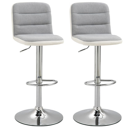 Bar stool Set of 2 Adjustable Height Upholstered Bar Chair Light Grey