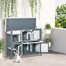 Load image into Gallery viewer, Spacious Two-Tier Bunny Hutch: Open Roof, Ramp, &amp; Easy-Clean Slide-Out Tray
