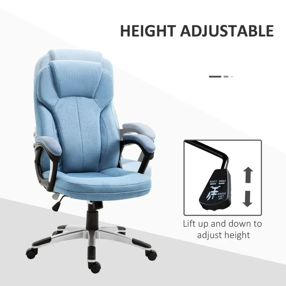 Ergonomic High Back Adjustable Office Chair with Armrests - Stylish Blue Comfort