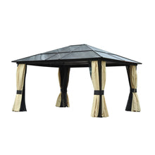 Load image into Gallery viewer, Outsunny Deluxe 4.3x3.6m Hardtop Gazebo with Curtains &amp; Insect Screens
