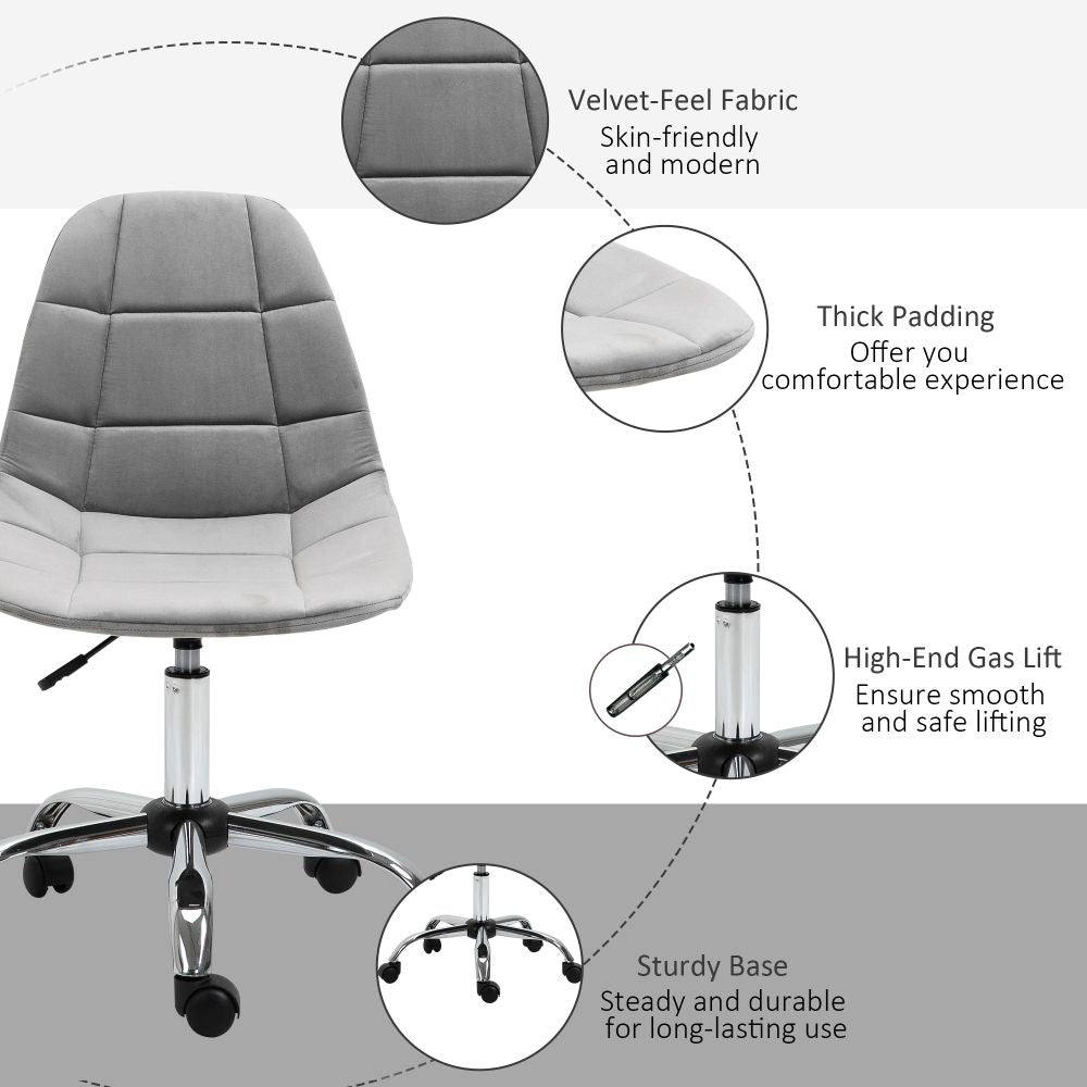 Vinsetto Grey Ergonomic Office Chair - Adjustable Height & Luxurious Comfort
