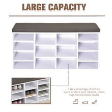 Load image into Gallery viewer, Stylish PU Leather 14-Compartment Shoe Storage Bench - Organize with Ease!
