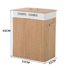 Load image into Gallery viewer, Eco-Friendly Bamboo Laundry Basket with Removable Liner &amp; Dual Compartments
