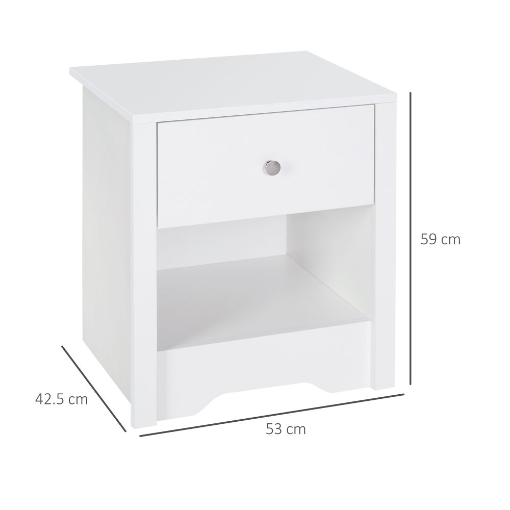 Elegant White Bedside Table with Drawer & Storage - Versatile Home Accent