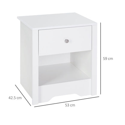 Elegant White Bedside Table with Drawer & Storage - Versatile Home Accent
