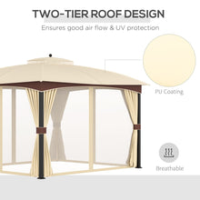 Load image into Gallery viewer, Elegant 4x3m Double Tier Patio Gazebo with Removable Netting in Khaki

