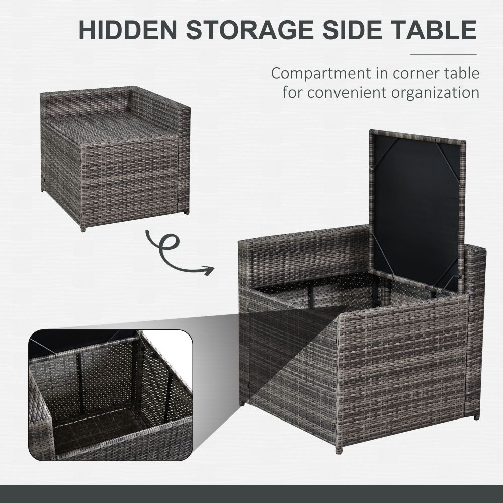 Outsunny Grey 6-Seater Rattan Sofa Set with Cushions - Stylish Comfort Awaits!