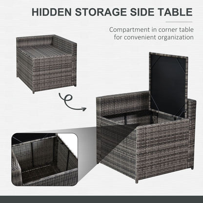 Outsunny Grey 6-Seater Rattan Sofa Set with Cushions - Stylish Comfort Awaits!