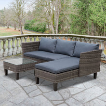 Load image into Gallery viewer, Stylish 3-Piece Outdoor Rattan Sofa Set with Coffee Table - Grey Comfort
