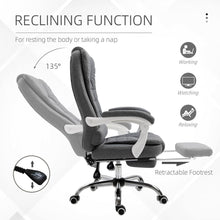 Load image into Gallery viewer, Vinsetto Grey Home Office Chair: Adjustable Swivel Recliner with Footrest
