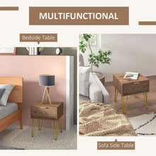 Load image into Gallery viewer, Glam Chic HOMCOM Bedside Table: Gold Legs &amp; Modern Drawer for Stylish Storage
