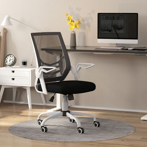 Vinsetto Ergonomic Mesh Office Chair with Lumbar Support - Black Swivel Comfort