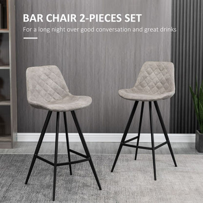 HOMCOM Vintage Microfiber Bar Stool Set - Retro Comfort & Style Duo