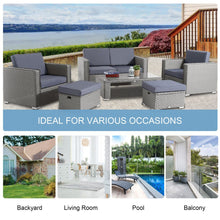 Load image into Gallery viewer, Sleek 6-Piece Grey Rattan Garden Set - Stylish &amp; Comfortable Outdoor Seating

