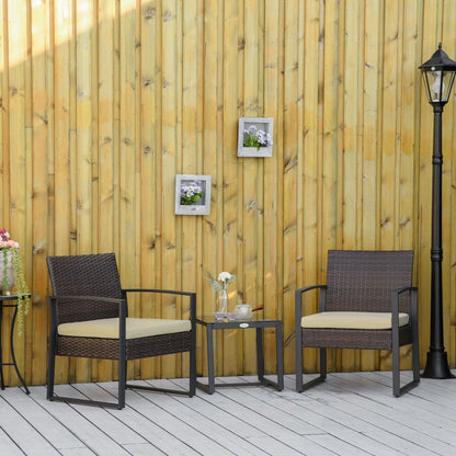 Elegant 3-Piece Rattan Bistro Set - Stylish Patio Chairs & Glass Top Table
