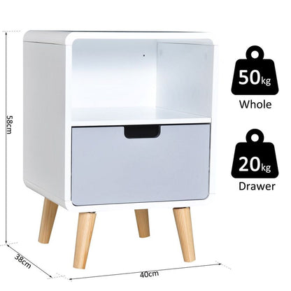 Scandinavian Nordic Nightstand with Drawer - Stylish & Sturdy Home Essential