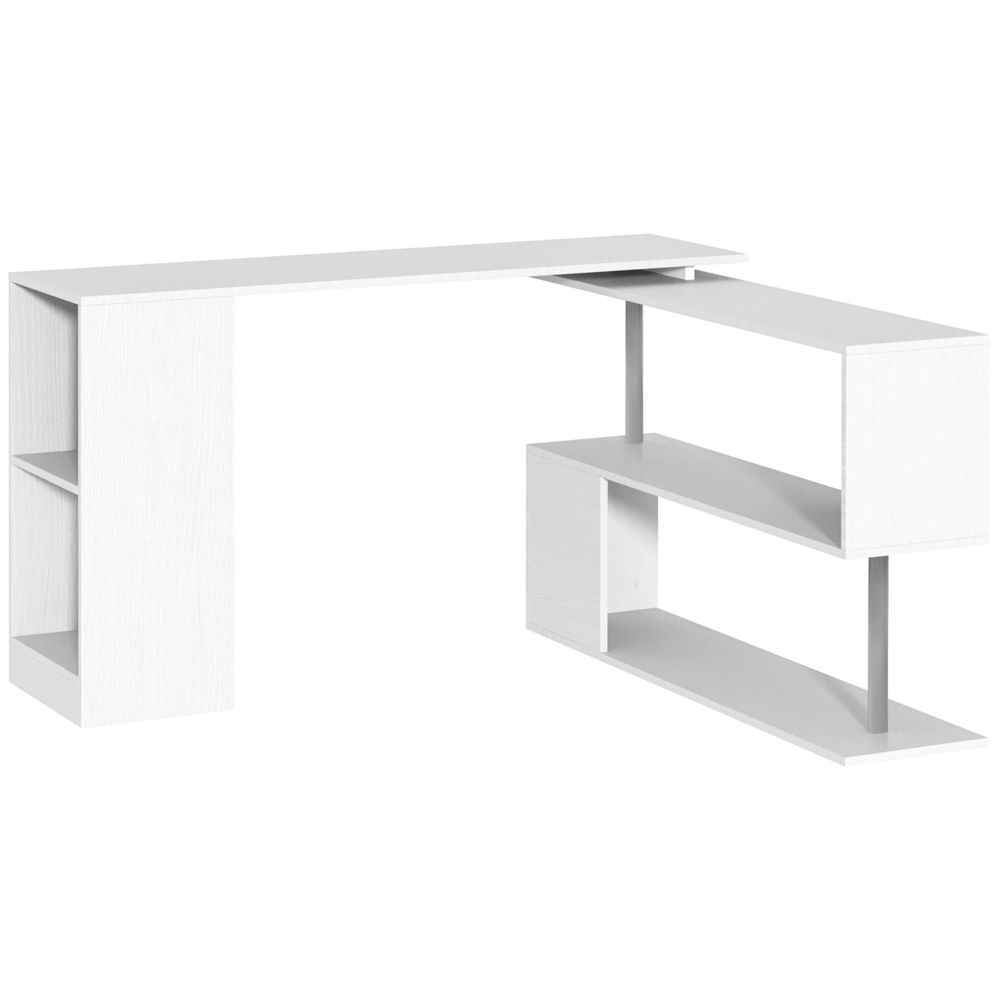 Revolutionary 360° Rotating L-Shaped Corner Desk - Sleek White Design