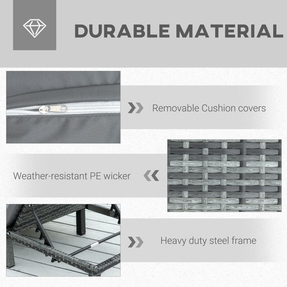 Luxury Grey Rattan Outdoor Sun Lounger Recliner - Stylish & Versatile Comfort