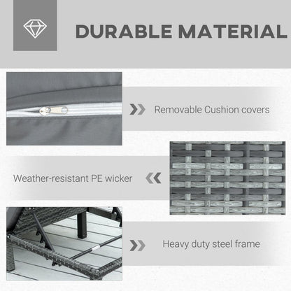 Luxury Grey Rattan Outdoor Sun Lounger Recliner - Stylish & Versatile Comfort