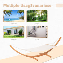 Load image into Gallery viewer, Deluxe Outdoor Hammock with Curved Wooden Stand - Relax in Comfort!
