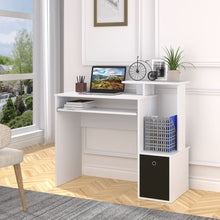 Load image into Gallery viewer, Stylish White Computer Desk with Keyboard Tray &amp; Hidden Storage Solutions
