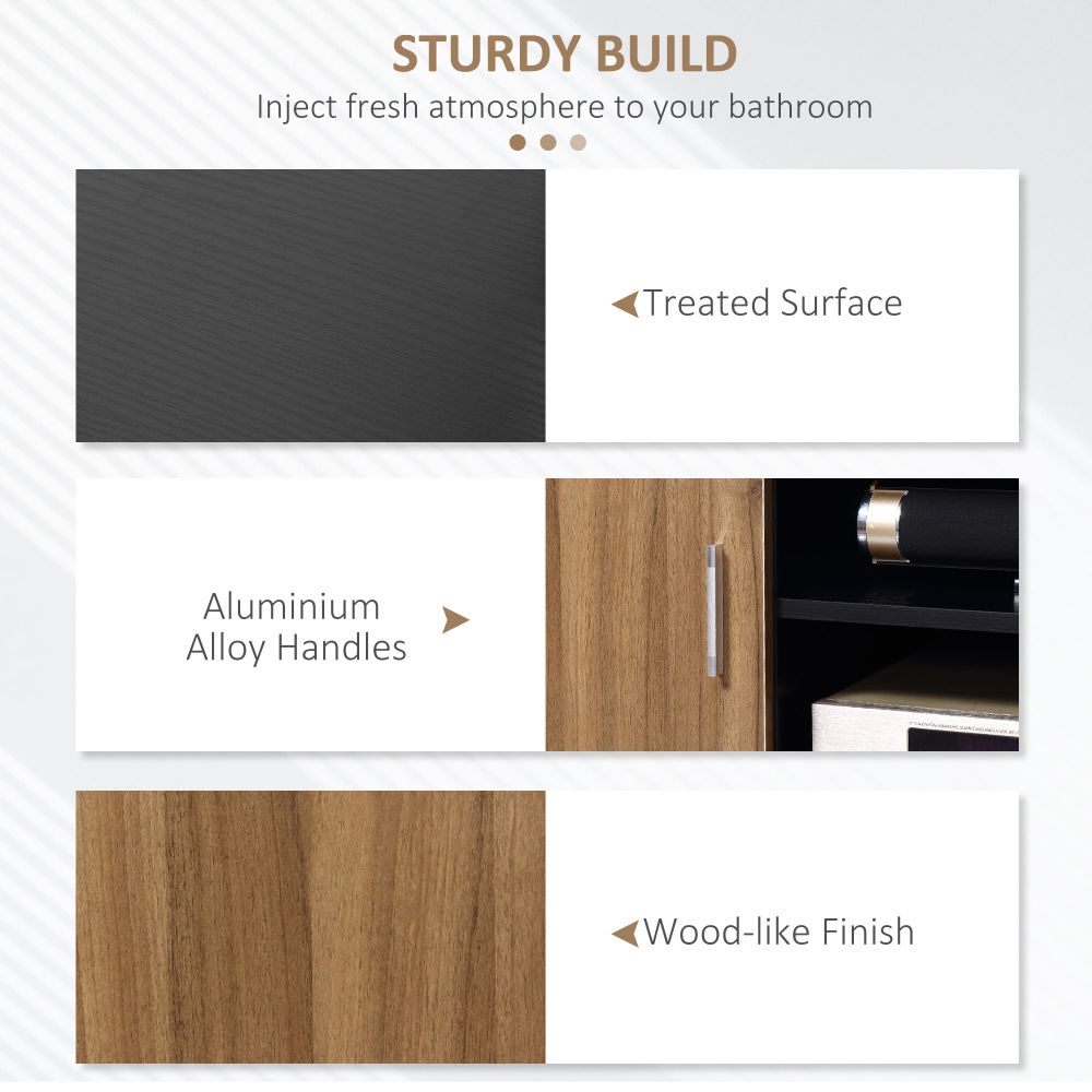 Modern Black & Walnut TV Cabinet Stand with Open Shelves & Storage Compartment