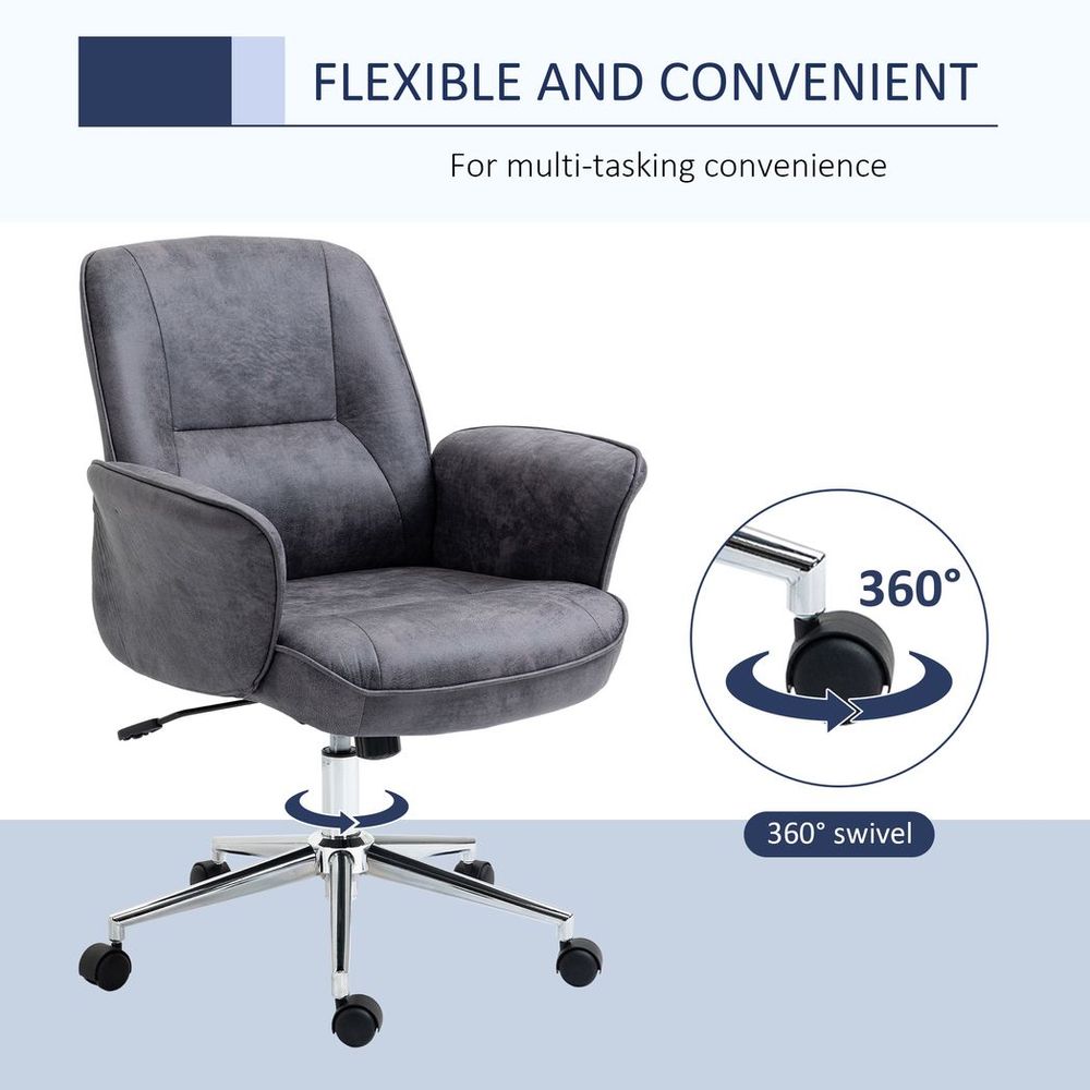 Vinsetto Ergonomic Swivel Desk Chair - Stylish Comfort in Deep Grey