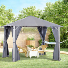 Load image into Gallery viewer, Spacious 2.6m Wood Grain Gazebo with Mesh Curtains - Elegant Sun Shelter
