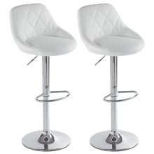 Load image into Gallery viewer, 2pcs Adjustable High Type with Disk No Armrest Rhombus Backrest Design Bar Stools White
