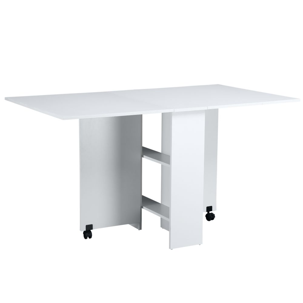 Versatile Folding Mobile Dining Table with Storage & Wheels - Space-Saving Design
