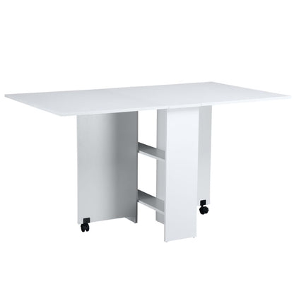 Versatile Folding Mobile Dining Table with Storage & Wheels - Space-Saving Design