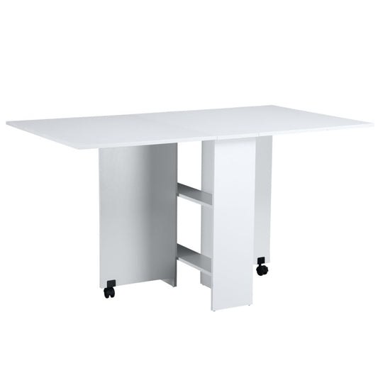 Versatile Folding Mobile Dining Table with Storage & Wheels - Space-Saving Design