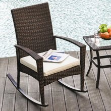 Load image into Gallery viewer, Chic Rattan Rocking Chair with Cushions - Comfort Meets Style in Brown/Beige
