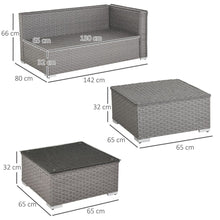 Load image into Gallery viewer, Luxury 5-Piece Rattan Wicker Corner Sofa Set with Cushions - Grey Elegance
