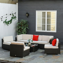 Load image into Gallery viewer, Elegant 6-Seater Outdoor Rattan Sofa Set with Cushions &amp; Glass Coffee Table
