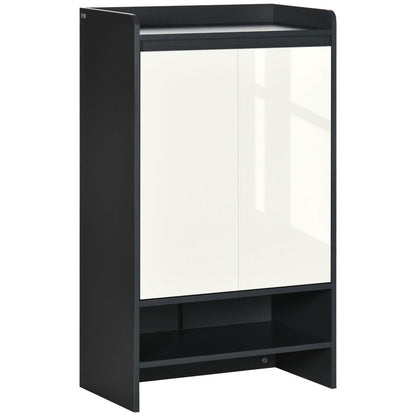 Glossy-Matte Modern Shoe Cupboard with Adjustable Shelves & Open Display Space