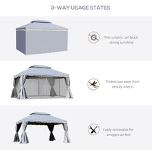 Load image into Gallery viewer, 3x4m Grey Aluminium Gazebo with Tiered Roof &amp; Mesh Sides - Perfect for Outdoor Events
