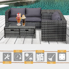 Load image into Gallery viewer, Stylish 4-Piece Rattan Sofa Set with Storage - Perfect for Outdoor Relaxation!
