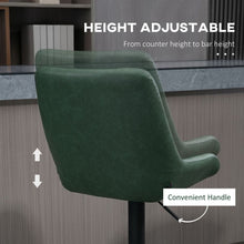 Load image into Gallery viewer, Stylish Adjustable Green Bar Stools Set of 2 - 360° Swivel &amp; Comfort
